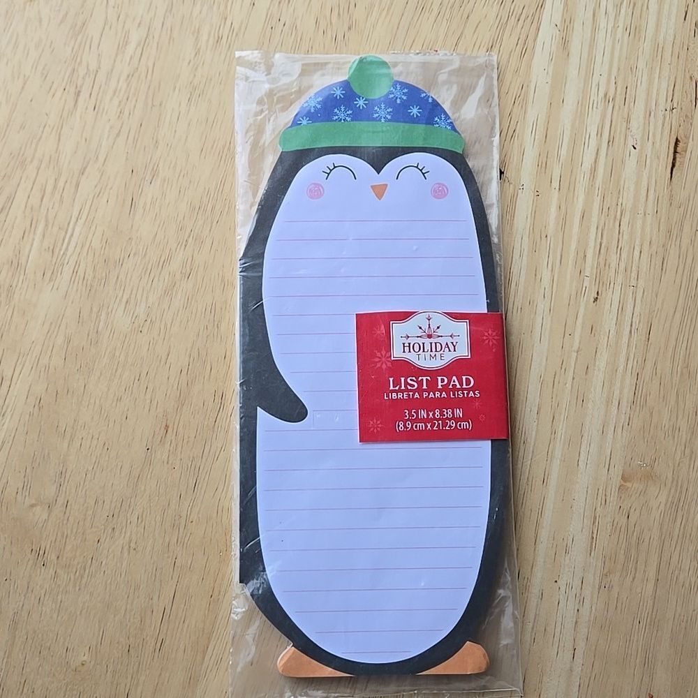 Penguin List Pad Blue Hat Unisex Note Holiday Thank You Magnet Grocery Reminder